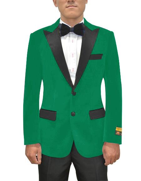 Mens Two Button Single Breasted Green Blazer