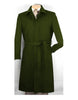 Mens Solid Olive Green 100% Wool Gabardine Belted Duster Overcoat 6   - from alligatorwarehouse.com
