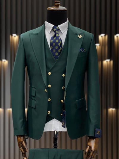 Ivory and Gold Button Wedding Suit - Off White Cream Peak Lapel with Double breasted Vest 5 Pixior-Anderson-1  - from alligatorwarehouse.com