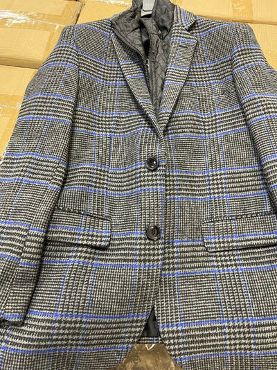 Mens Grey and Blue Glen Check Wool Blazer with Quilted Inner Layer 3   - from alligatorwarehouse.com