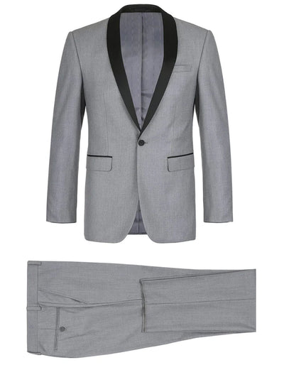 Mens 1 Button Shawl Lapel Wedding | Prom Tuxedo in Light Grey 1 SN-5717  - from alligatorwarehouse.com
