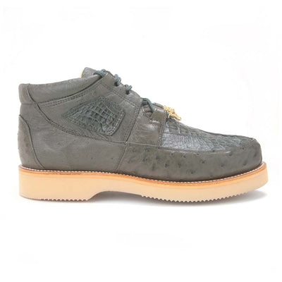 Los Altos Grey Genuine Caiman & Ostrich Casual Sneaker 4   - from alligatorwarehouse.com