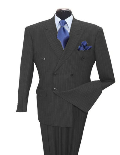 Pleated?ÿDress?ÿMen?ÿSuits - Mens Classic Double Breasted Smooth Pinstripe Grey Suit 1   - from alligatorwarehouse.com