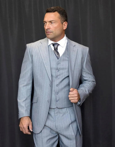 Mens Vested Gatsby Suit Pinstripe Grey Regular Fit Venetian 1   - from alligatorwarehouse.com