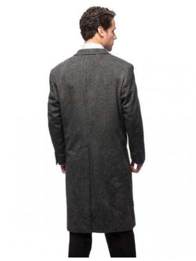 Herringbone Cashmere Blend Grey Top Coat Three Button 4   - from alligatorwarehouse.com