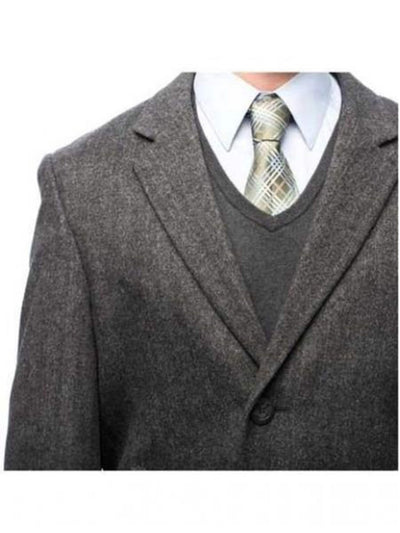 Herringbone Cashmere Blend Grey Top Coat Three Button 3   - from alligatorwarehouse.com