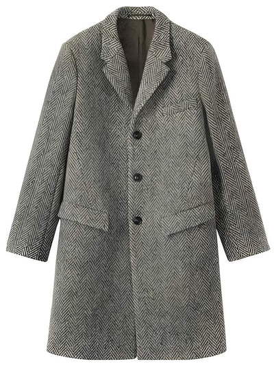 Herringbone Tweed Wool Gray ~ Grey Top Coat ~ Overcoat Three Button - Mens Topcoat 1   - from alligatorwarehouse.com