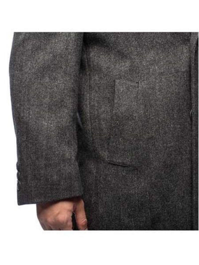 Herringbone Cashmere Blend Grey Top Coat Three Button 2   - from alligatorwarehouse.com