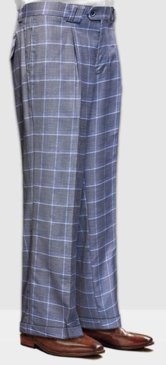 Statement Mens Grey Plaid Wool Wide Leg Pants