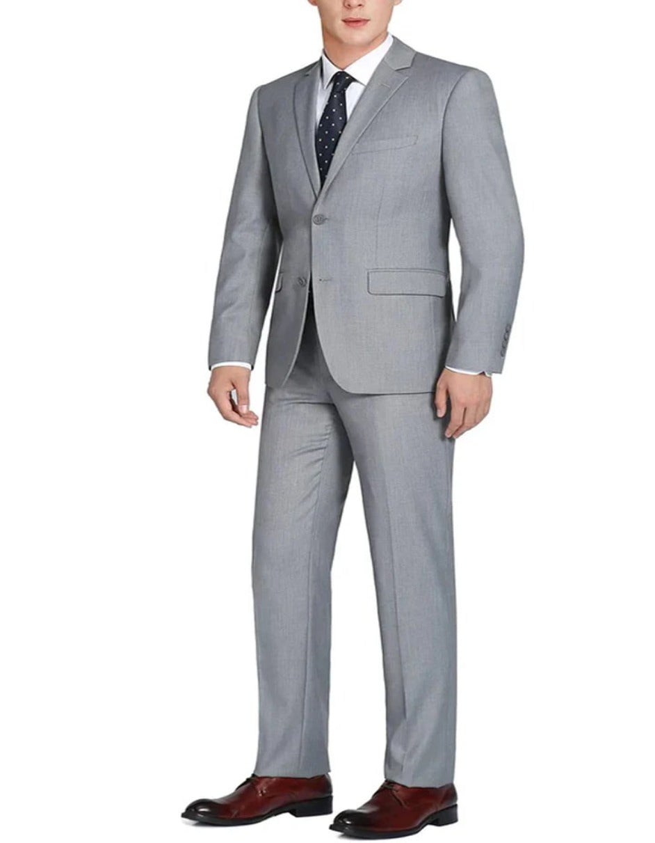 Men’s Light Grey Two-Button Suit – Extra Long Fit, Perfect for Weddings 1   - from alligatorwarehouse.com