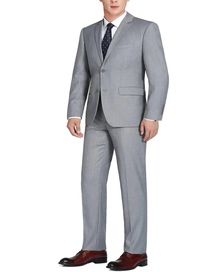Light Grey Suit - Silver Gray Suit For Wedding - Mens Extra Long Basic Two Button Light Grey Suit