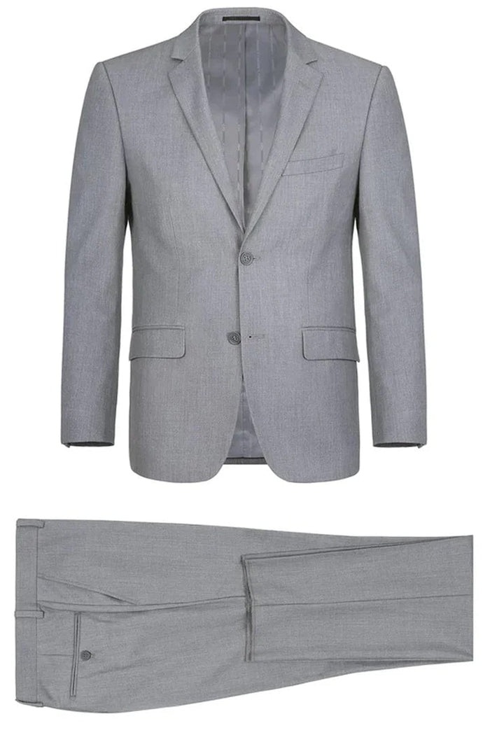 Light Grey Suit - Silver Gray Suit For Wedding - Mens Extra Long Basic Two Button Light Grey Suit
