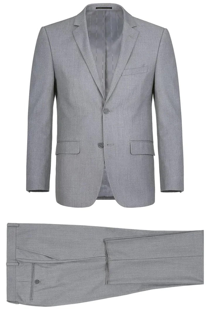 Men’s Light Grey Two-Button Suit – Extra Long Fit, Perfect for Weddings