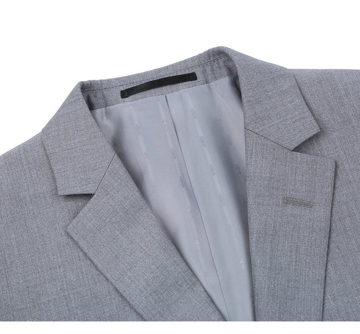 Light Grey Suit - Silver Gray Suit For Wedding - Mens Extra Long Basic Two Button Light Grey Suit