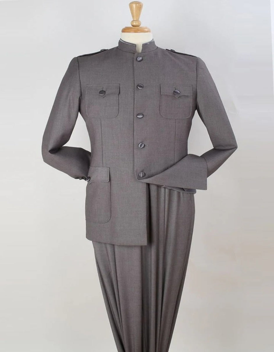 Pleated Suit - Mens Suits With Pleated Pant -  Regular Fit Suit - Grey Suit