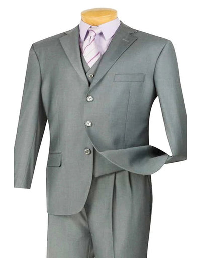 Light Grey Suit - Silver Gray Suit For Wedding - Mens 3 Button Classic Fit Vested Light Grey Suit 1   - from alligatorwarehouse.com