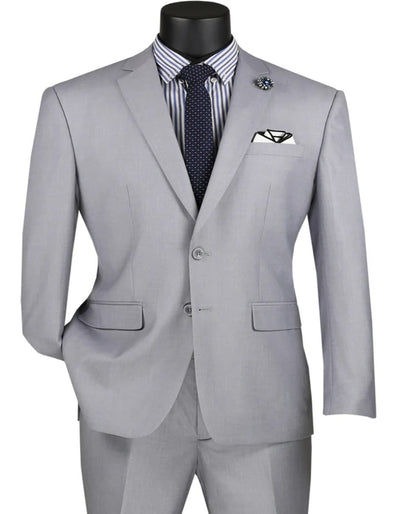 Light Grey Suit - Silver Gray Suit For Wedding - Mens Basic Two Button Modern Fit Light Grey Suit 1   - from alligatorwarehouse.com
