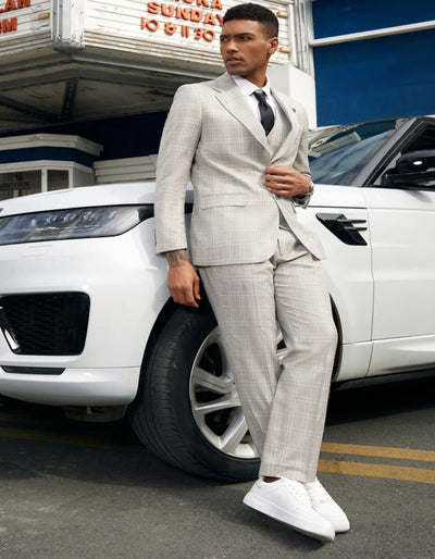 Light Grey Suit - Silver Gray Suit For Wedding - Men's Stacy Adam's Two Button Vested Light Grey Business Suit 3   - from alligatorwarehouse.com