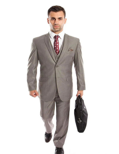 Light Grey Suit - Silver Gray Suit For Wedding - Men's Two Button Slim Fit Basic Vested Grey Wedding Suit 2   - from alligatorwarehouse.com
