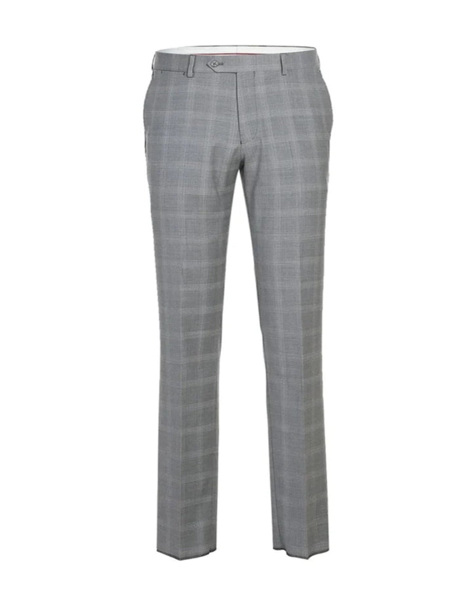Light Grey Suit - Silver Gray Suit For Wedding - Mens Designer Two Button Slim fit Light Grey Windowpane Suit 2   - from alligatorwarehouse.com