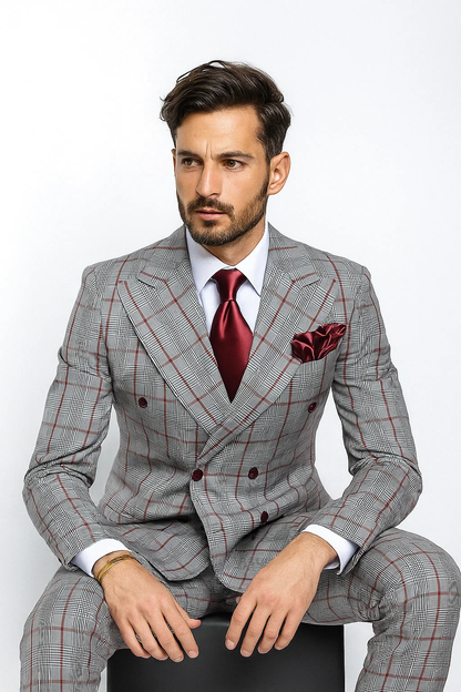 Grey with Red Plaid by Rossiman