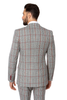 Suits With Baggy Pleated Pants - Wide Leg Pants 100% Wool - Classic Fit in Color Grey with Red Plaid by Rossiman 2   - from alligatorwarehouse.com