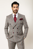 Suits With Baggy Pleated Pants - Wide Leg Pants 100% Wool - Classic Fit in Color Grey with Red Plaid by Rossiman 4   - from alligatorwarehouse.com