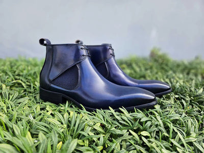 Hand Burnished Calfskin Lace-up Boot 1 KB503-13NAVY75  - from alligatorwarehouse.com
