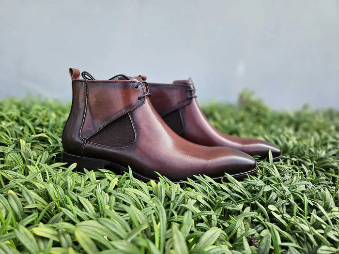 Carrucci Hand Burnished Calfskin Lace-up Boot