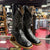 Mens White Diamond Boot Men's Black Hand-Tooled Western Boots Square Toe