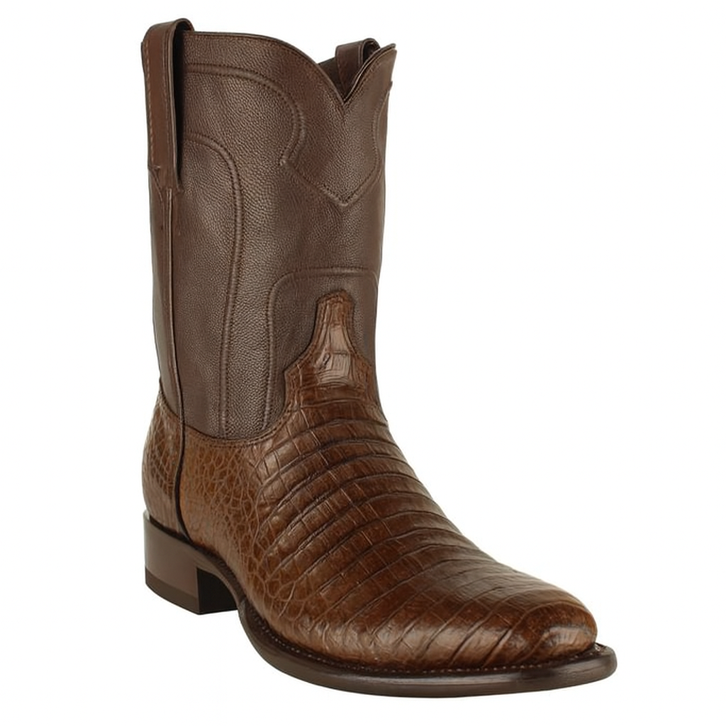 Los Altos Boots - Mens Dress Cowboy Boot - Low Priced Caiman Belly Roper Boots-  in Brown