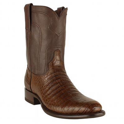 Los Altos Boots - Mens Dress Cowboy Boot - Low Priced Caiman Belly Roper Boots-  in Brown