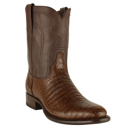 Los Altos Boots - Mens Dress Cowboy Boot - Low Priced Caiman Belly Roper Boots-  in Brown