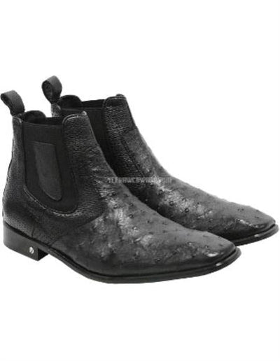 Men's Handmade Black Vestigium Boots Genuine Ostrich Chelsea Boots 1   - from alligatorwarehouse.com