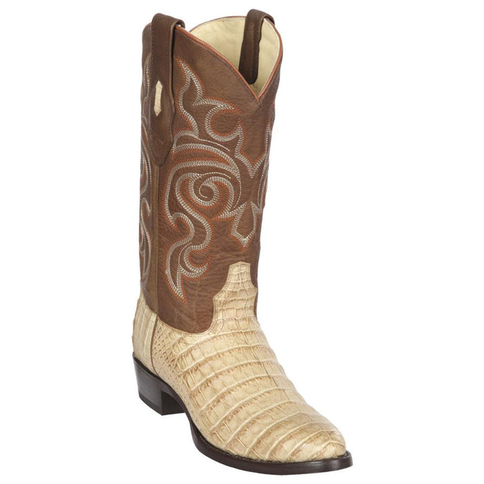 Los Altos Men's Tan Honey Color Genuine Caiman Belly Round Toe Boot