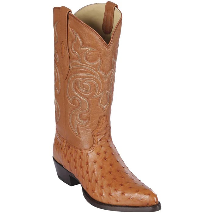 J Toe Cowboy Boots - J Toe Western Boots - Los Altos Boots - Mens Dress Cowboy Boot - Low Priced Tan Honey Color Ostrich Cowboy Boots J-Toe - in Tan Honey Color