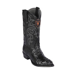 Los Altos Men's Black Genuine Caiman Hornback Boots