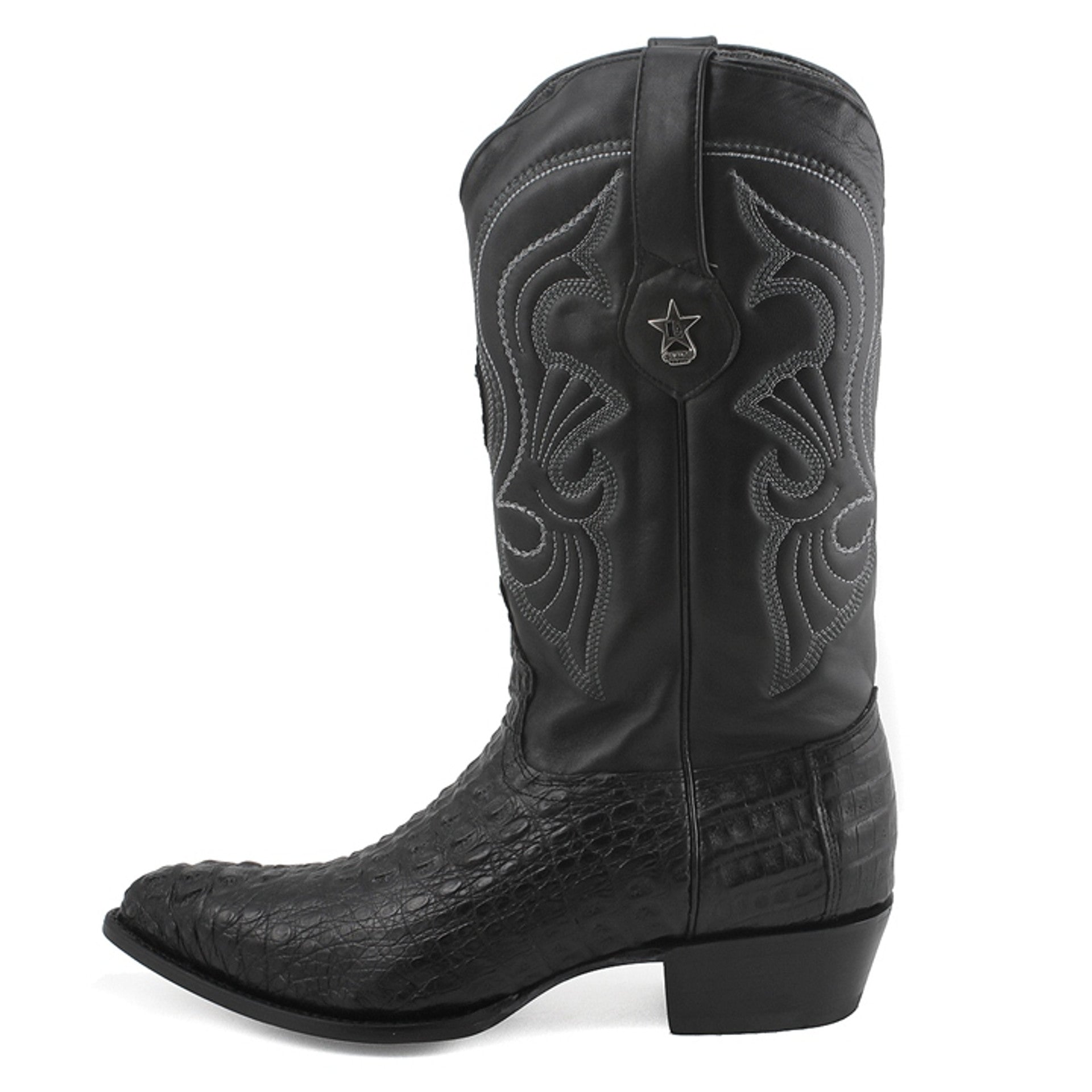 Los Altos Men's Black Genuine Caiman Hornback Boots