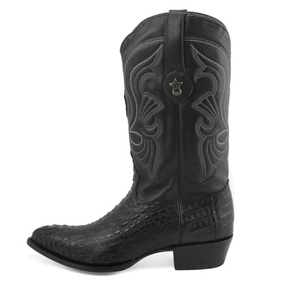 Los Altos Men's Black Genuine Caiman Hornback Boots 3   - from alligatorwarehouse.com