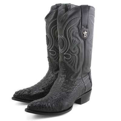 Los Altos Men's Black Genuine Caiman Hornback Boots 5   - from alligatorwarehouse.com
