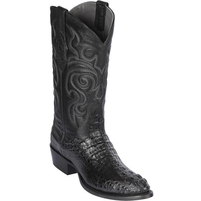 Los Altos Boots - Mens Dress Cowboy Boot - Low Priced Hornback Caiman Boots Round Toe- in Black 1   - from alligatorwarehouse.com