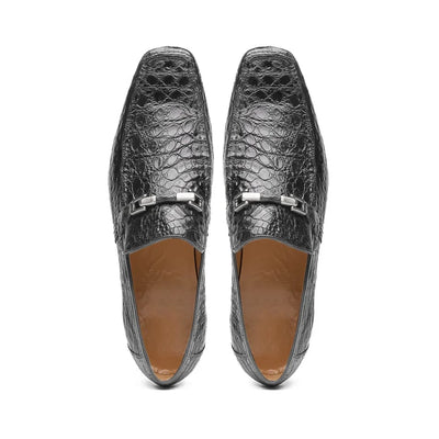 Marco Di Milano Fabro Men's Shoes Gray Exotic Crocodile Shoe Horsebit Loafers 4 FABRO-TIN_CAIMAN_GRAY_8  - from alligatorwarehouse.com