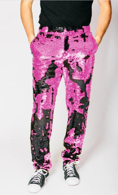 Mens Sequin Pants - Pink Dress Party Pants 1   - from alligatorwarehouse.com