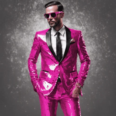 Mens Sequin Suit - Red Royal Green Black Gold Pink