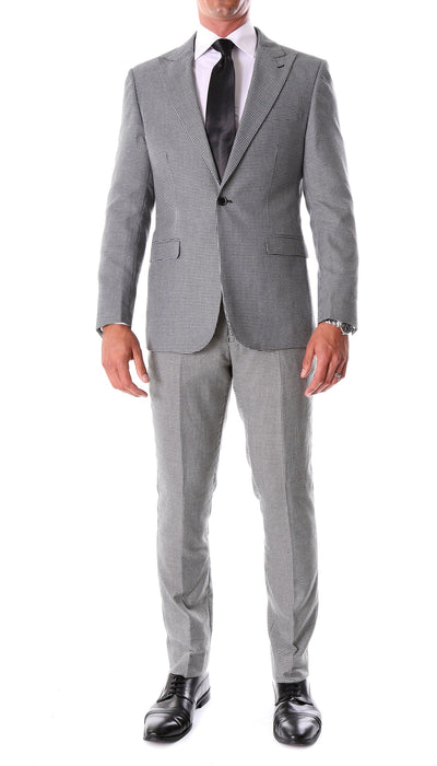 Mens Slim Fit Houndstooth Peak Lapel 2pc Suit 1   - from alligatorwarehouse.com