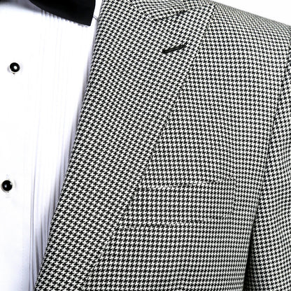 Mens Slim Fit Houndstooth Peak Lapel 2pc Suit