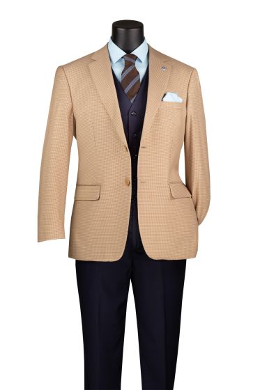 Houndstooth Sport Coat in Tan and Beige Mens Blazer - Patterned Texture - 1920s Vintage Jacket 1   - from alligatorwarehouse.com