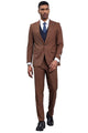 Men's Stacy Adams One Button Peak Lapel Vested Micro Check in Cognac Brown with a Navy Vest