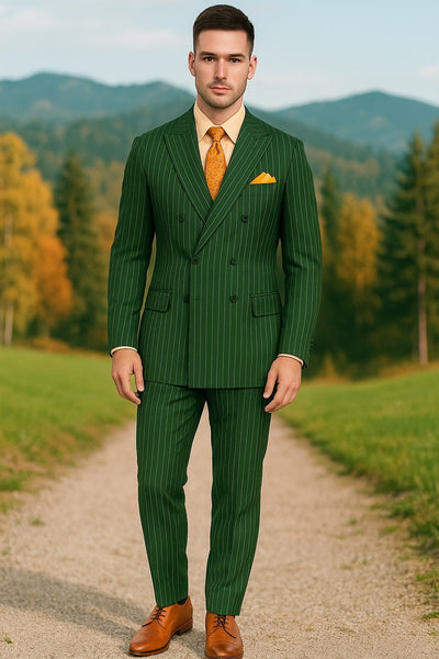 Mens Hunter Green Pinstripe Double-Breasted Suit – Bold 6-Button Vintage Gangster Style 1920s Look 6   - from alligatorwarehouse.com