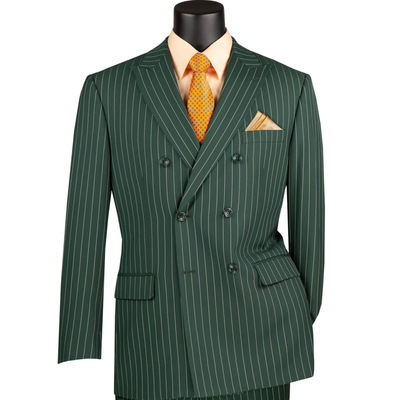 Mens Hunter Green Pinstripe Double-Breasted Suits – Bold 6-Buttons Vintage Gangster Style 1920s Look 6   - from alligatorwarehouse.com